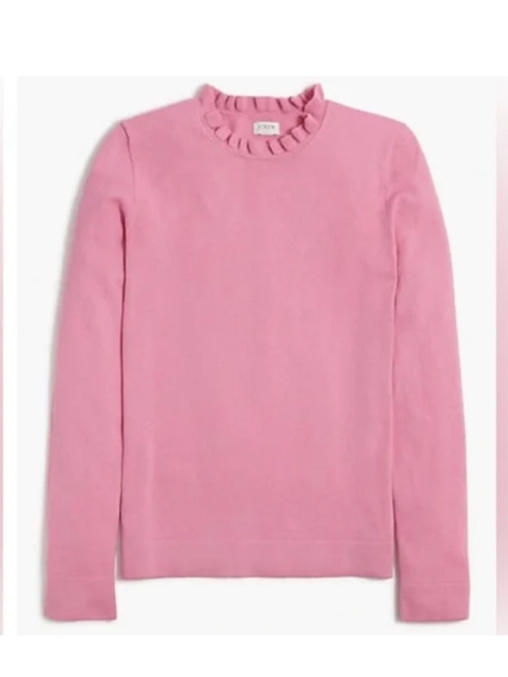 J. Crew Pink Ruffle Mock-Neck Sweater